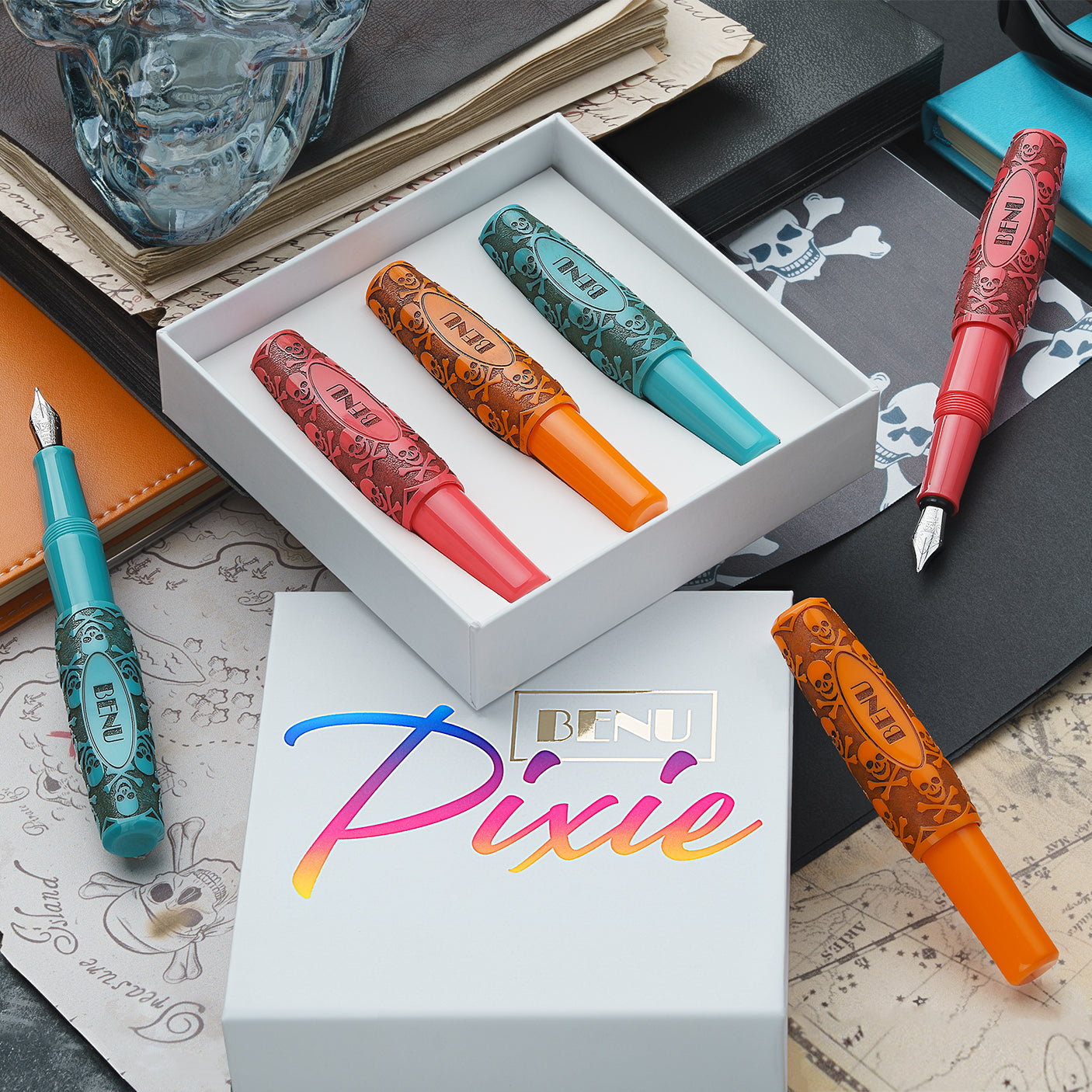 BENU Pixie Jolly Roger Antique Fountain Pen Set (Set of 3)
