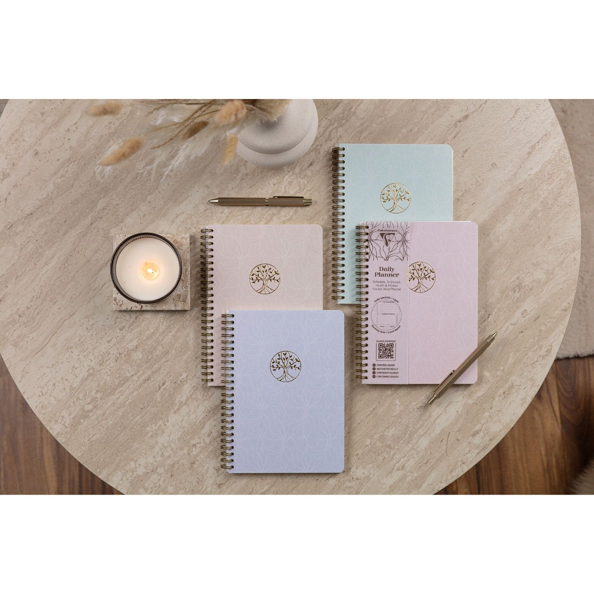 Clairefontaine 2027 A5 Wirebound Inspire Daily Planner - Inspire Beige