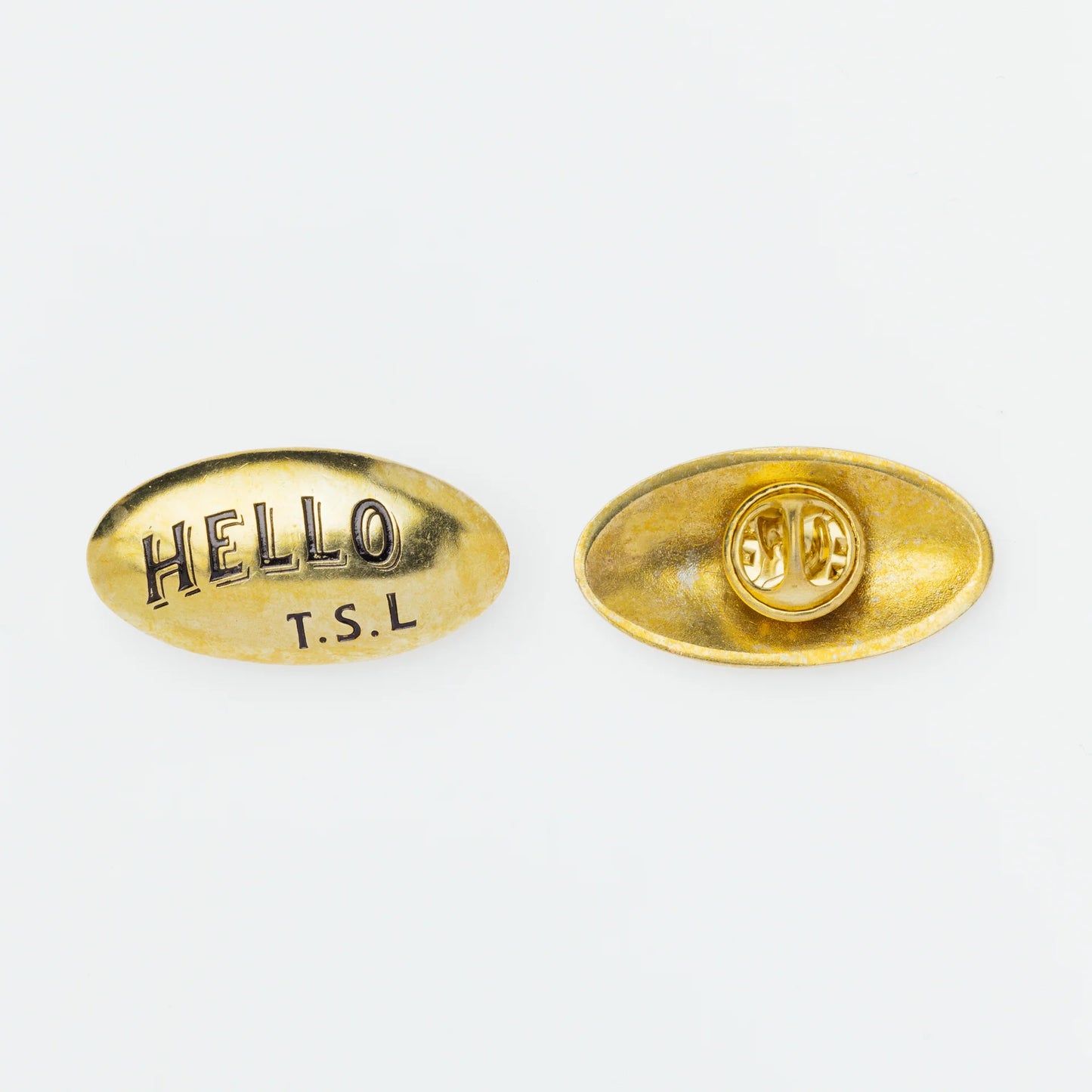 The Superior Labor Hello TSL Brass Oval Pin - C