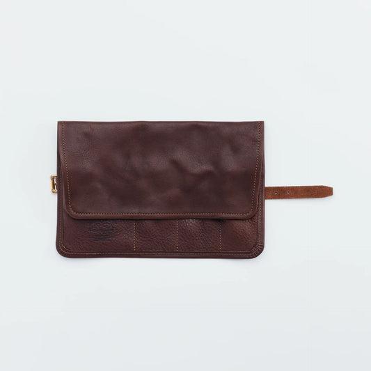The Superior Labor Leather Roll Pen Case - Dark Brown