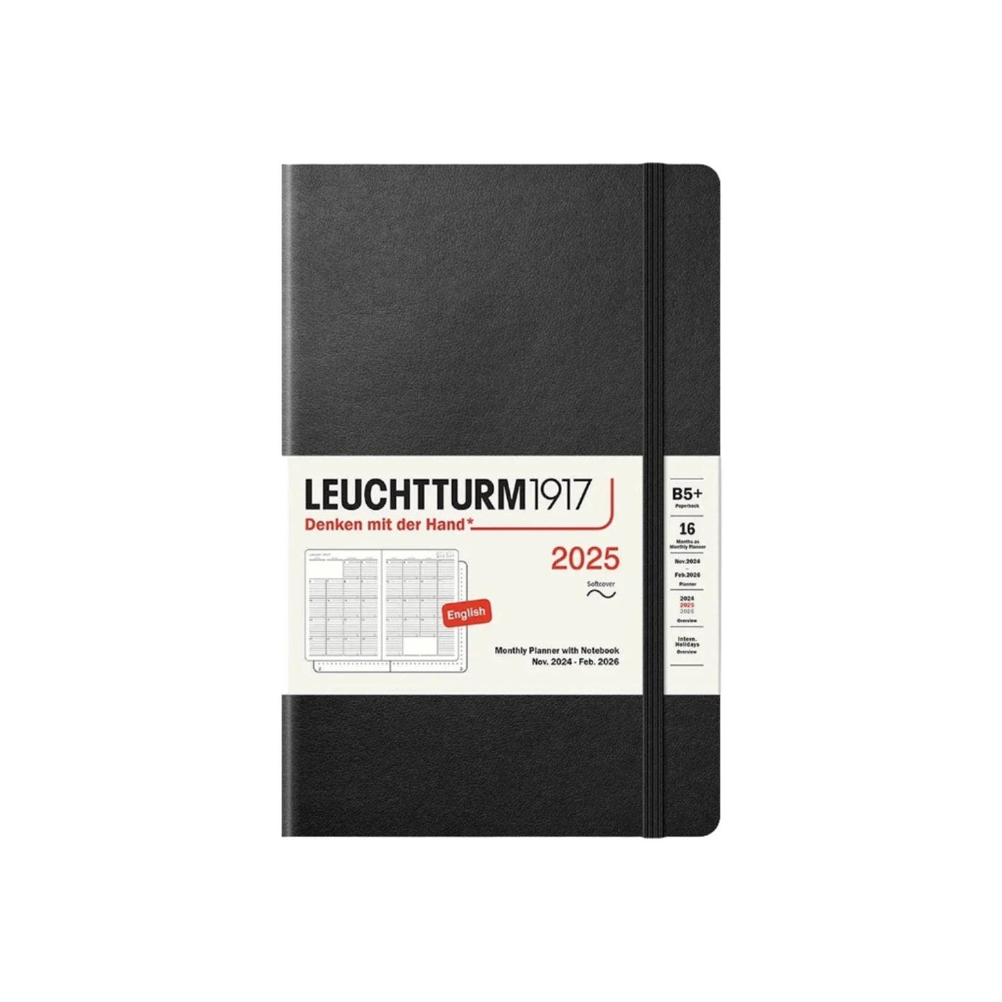 Leuchtturm1917 2025 Composition B5 Monthly Planner with Notebook - Black
