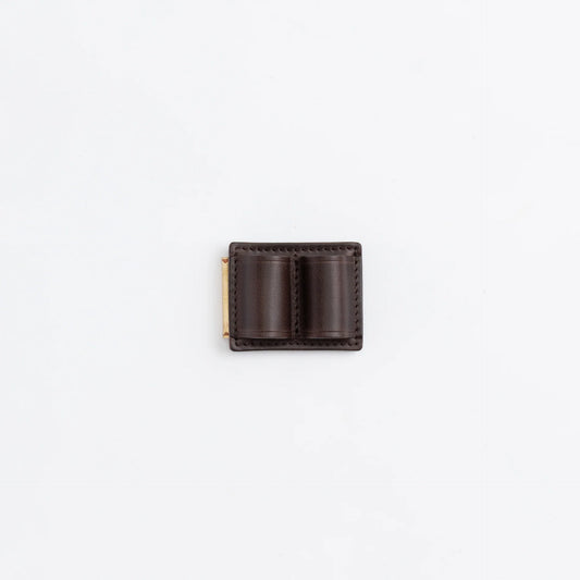 The Superior Labor Tochigi Pull-Up Leather Brass Pen Clip - Black Brown