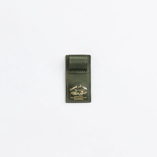 The Superior Labor Tochigi Pull-Up Leather Magnet Pen Clip - Olive