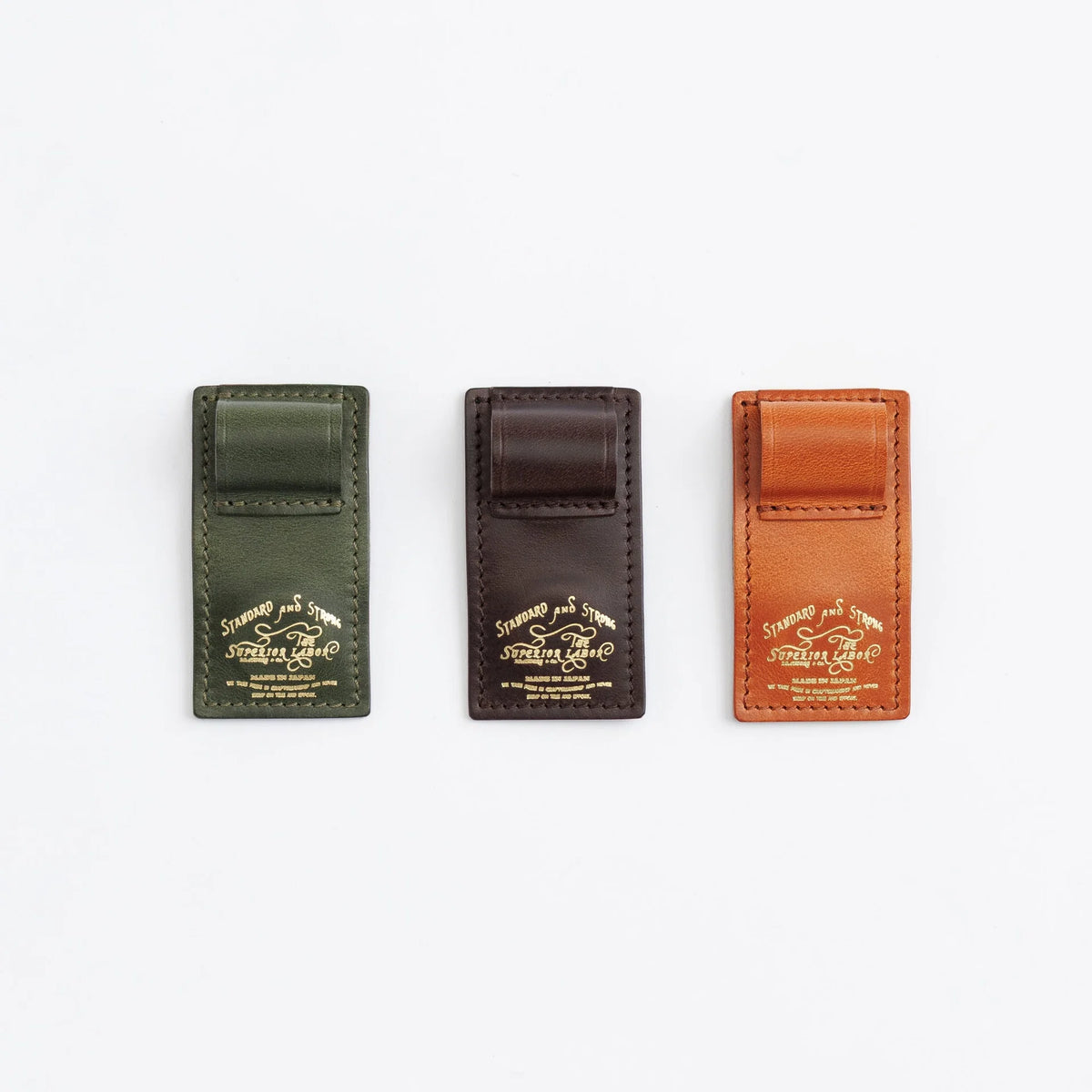 The Superior Labor Tochigi Pull-Up Leather Magnet Pen Clip - Cognac