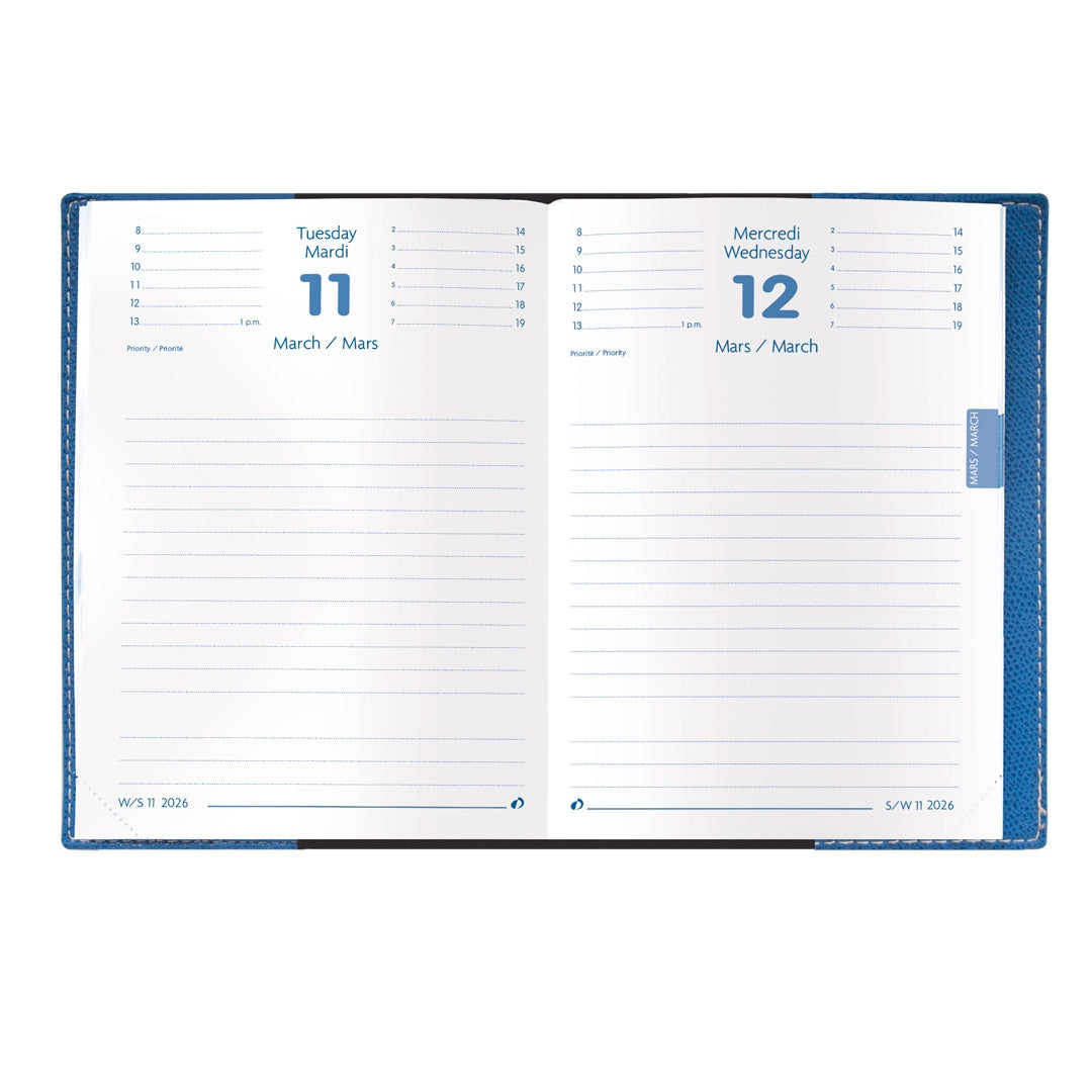 Quo Vadis 2026 Notor Bi-lingual Daily Planner - Texas Bamboo Green (EN/FR)