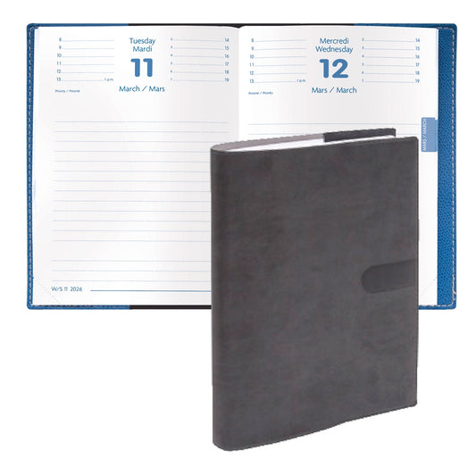 Quo Vadis 2026 Notor Bi-lingual Daily Planner - Texas Black (EN/FR)