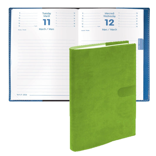 Quo Vadis 2026 Notor Bi-lingual Daily Planner - Texas Bamboo Green (EN/FR)
