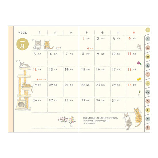 Midori 2026 Mini Pocket Diary - Cat
