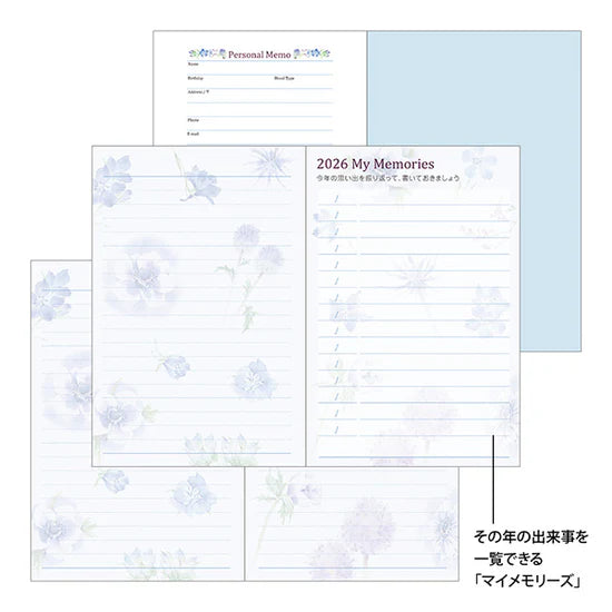 Midori 2026 Mini Pocket Diary - Country Time Flower