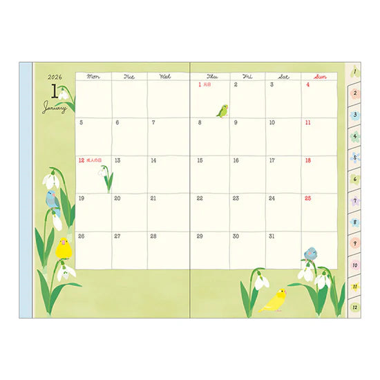 Midori 2026 Mini Pocket Diary - Bird