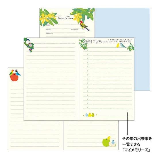 Midori 2026 Mini Pocket Diary - Bird