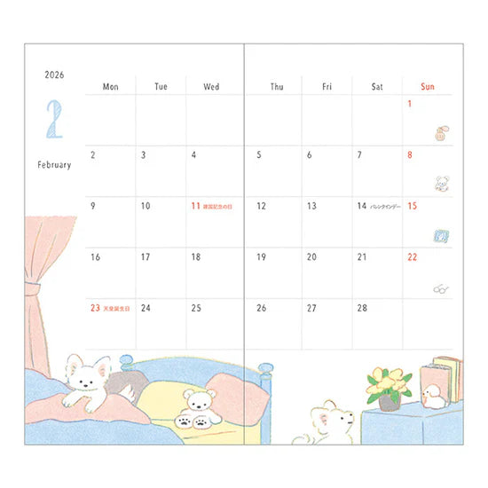 Midori 2026 Slim Pocket Diary - Dog