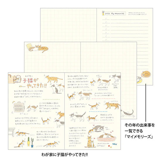 Midori 2026 A6 Pocket Diary - Cat