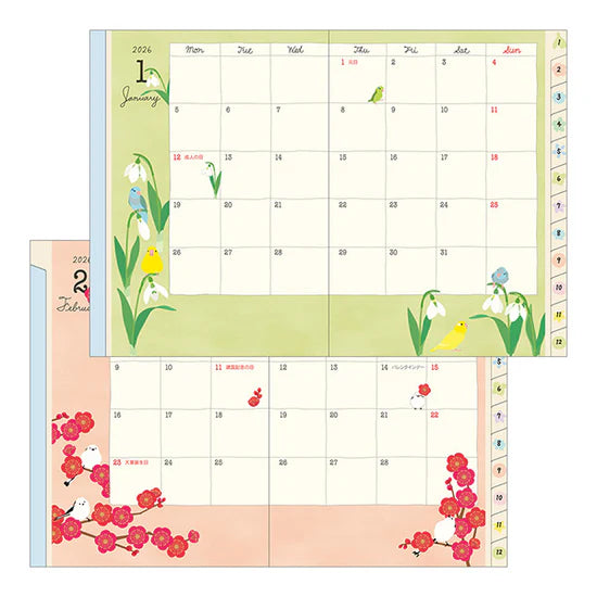 Midori 2026 A6 Pocket Diary - Bird
