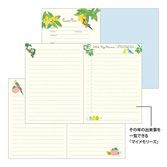 Midori 2026 A6 Pocket Diary - Bird