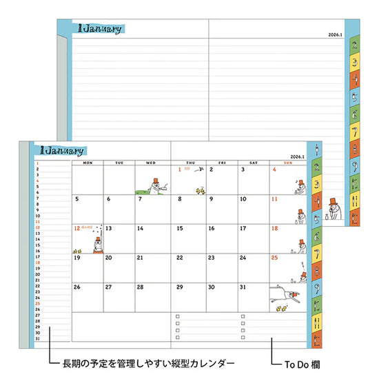 Midori 2026 A6 Monthly Pocket Diary - Ojisan