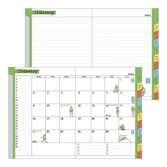 Midori 2026 A6 Monthly Pocket Diary - Ojisan