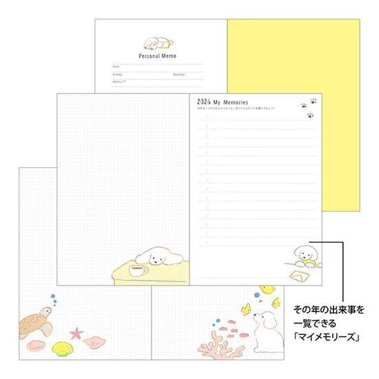 Midori 2026 B6 Pocket Diary - Dog