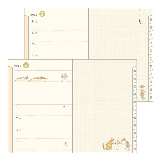 Midori 2026 B6 Pocket Diary - Cat