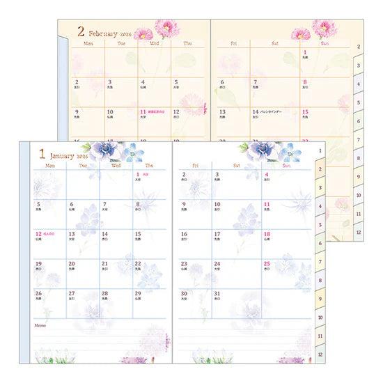 Midori 2026 B6 Pocket Diary - Country Time Flower