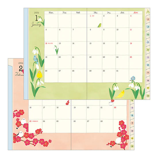 Midori 2026 B6 Pocket Diary - Bird