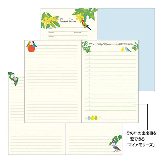 Midori 2026 B6 Pocket Diary - Bird