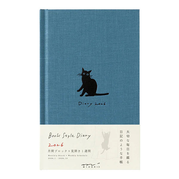 Midori 2026 B6 Book Style Diary - Navy Cat