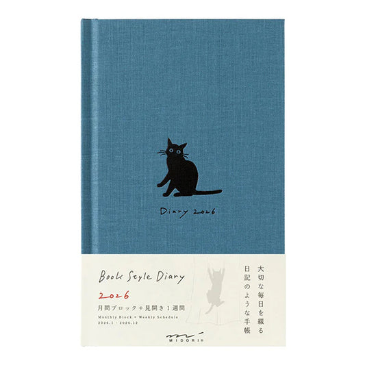 Midori 2026 B6 Book Style Diary - Navy Cat