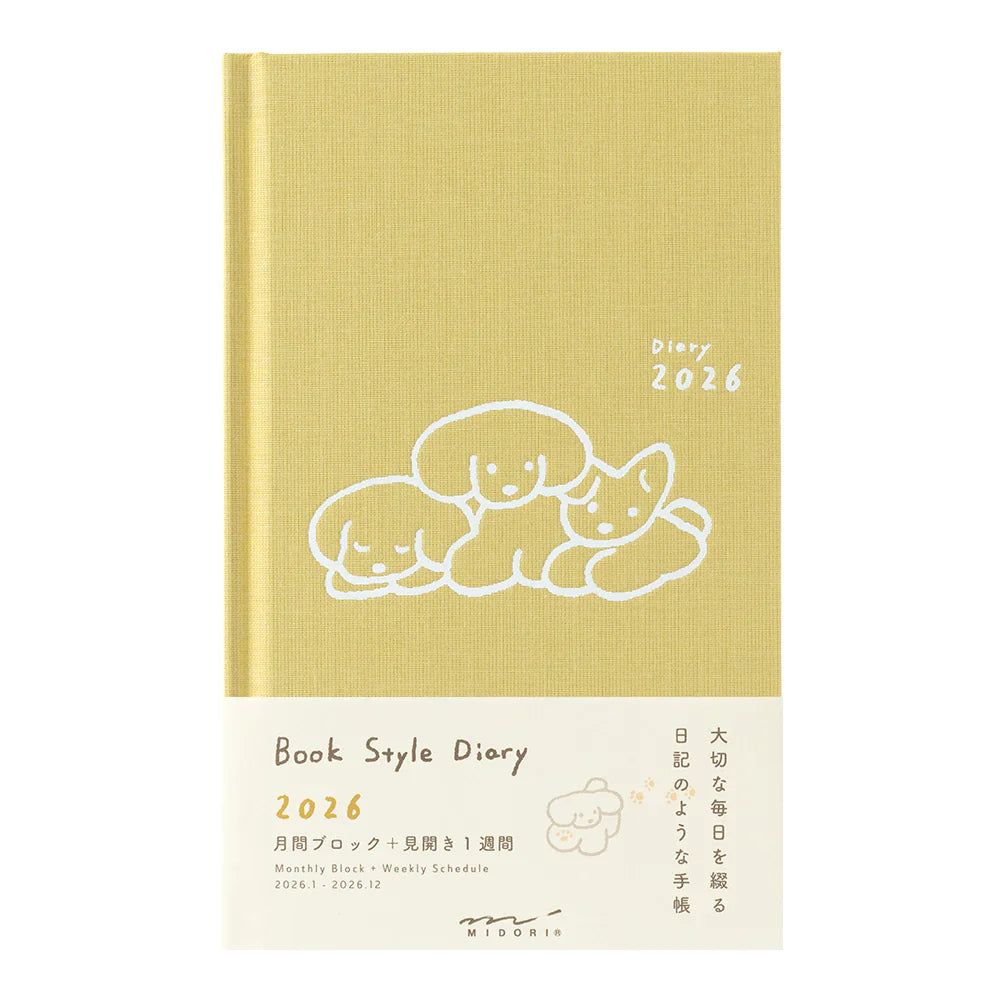 Midori 2026 B6 Book Style Diary - Yellow Dog