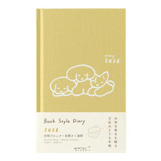 Midori 2026 B6 Book Style Diary - Yellow Dog