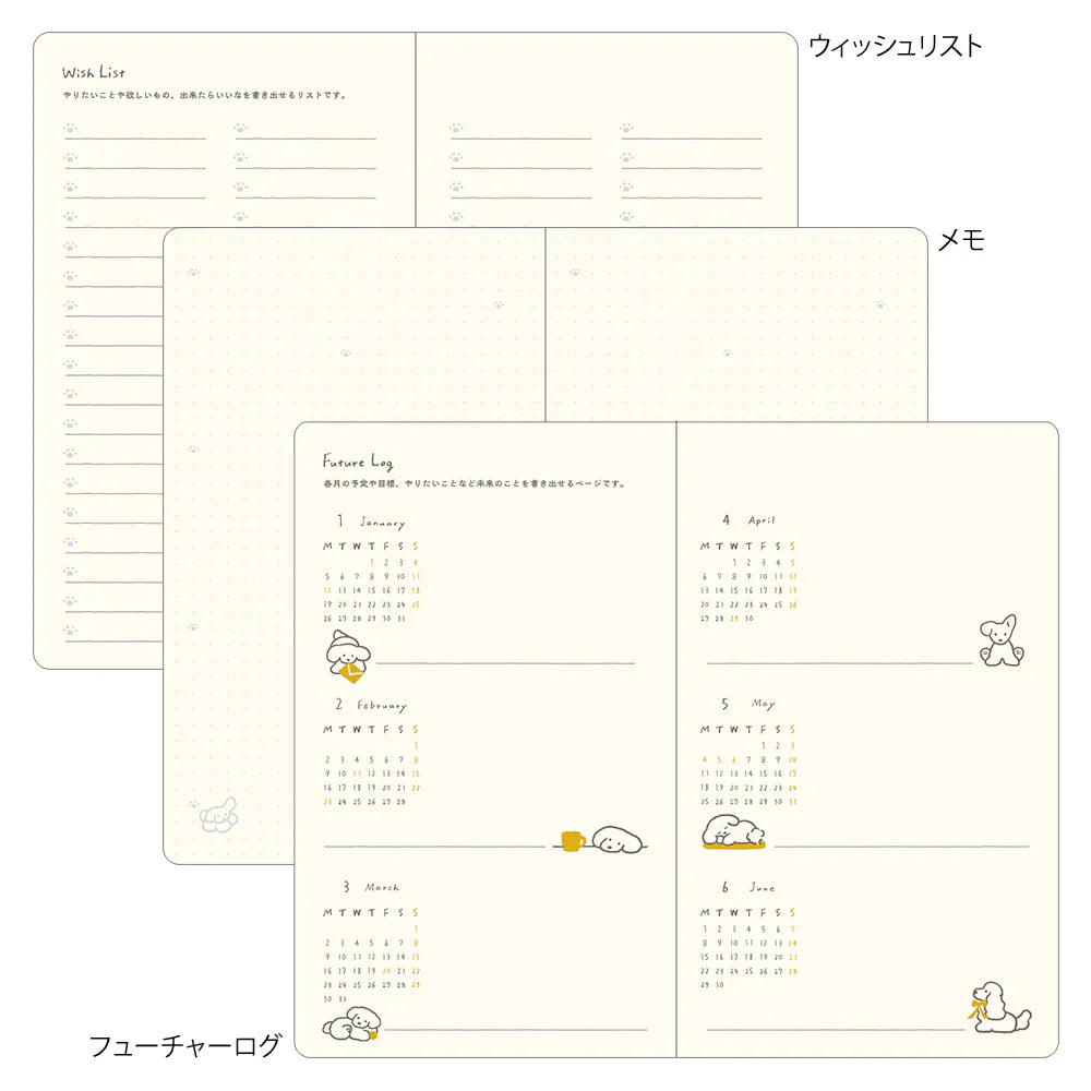 Midori 2026 B6 Book Style Diary - Yellow Dog