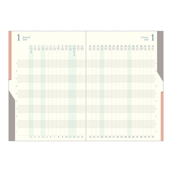 Midori 2026 B6 Double Schedule Diary Progress - Navy