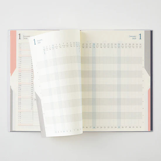Midori 2026 B6 Double Schedule Diary Progress - Navy
