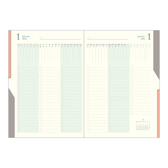 Midori 2026 B6 Double Schedule Diary To-Do - Blue