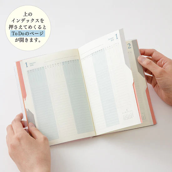 Midori 2026 B6 Double Schedule Diary To-Do - Blue