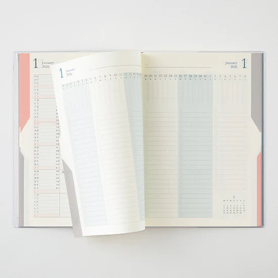 Midori 2026 B6 Double Schedule Diary To-Do - Blue