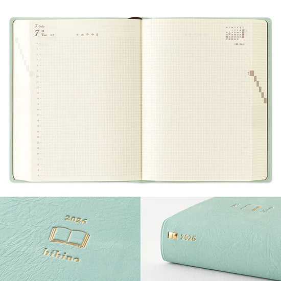 Midori 2026 A6 Hibino Diary - Blue Green