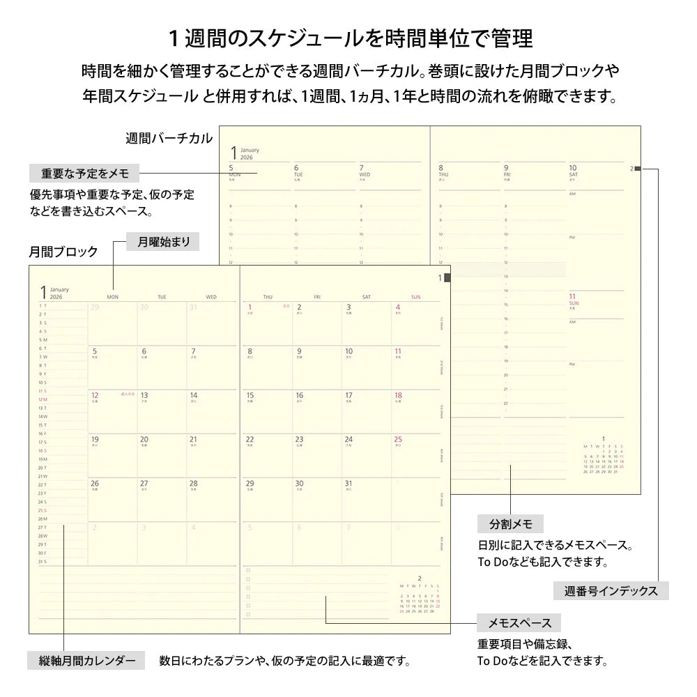 Midori 2026 Slim Professional PRD Weekly Diary - Diamond