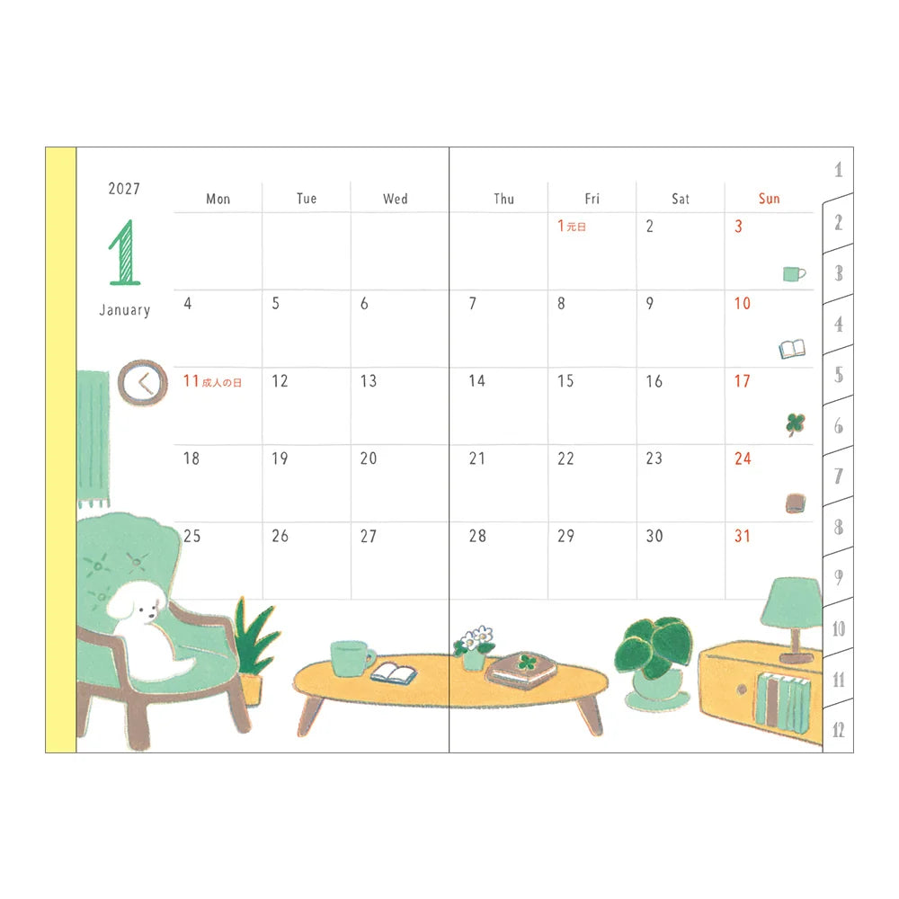 Midori 2027 Mini Pocket Diary - Dog