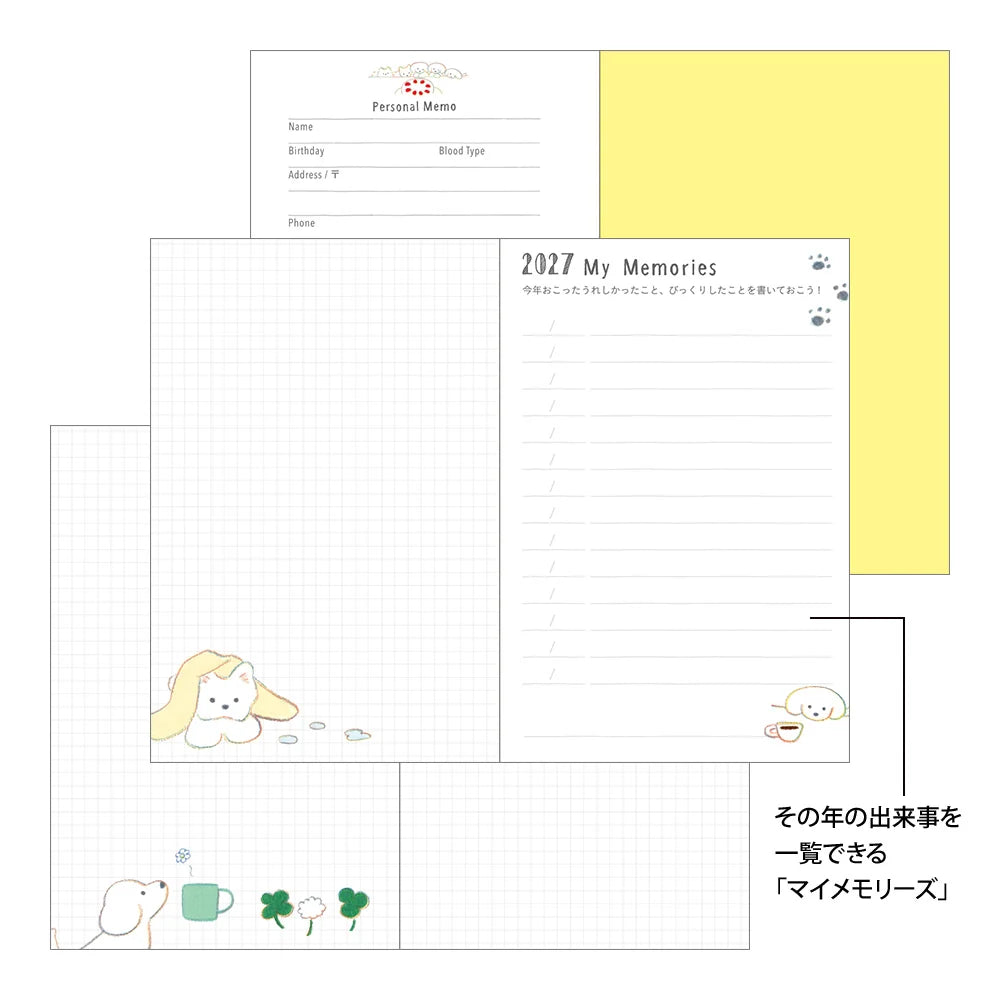 Midori 2027 Mini Pocket Diary - Dog