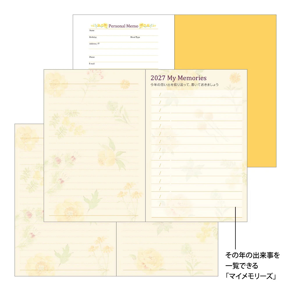 Midori 2027 Mini Pocket Diary - Flower