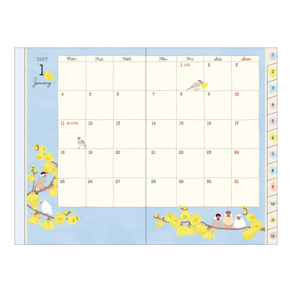 Midori 2027 Mini Pocket Diary - Bird