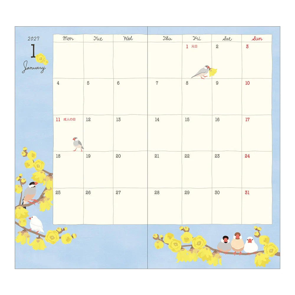 Midori 2027 Slim Pocket Diary - Bird