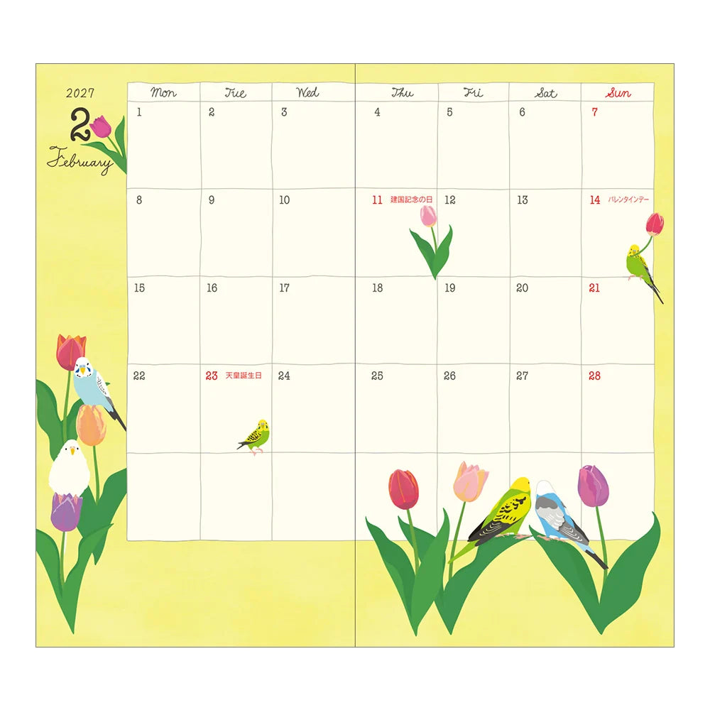 Midori 2027 Slim Pocket Diary - Bird