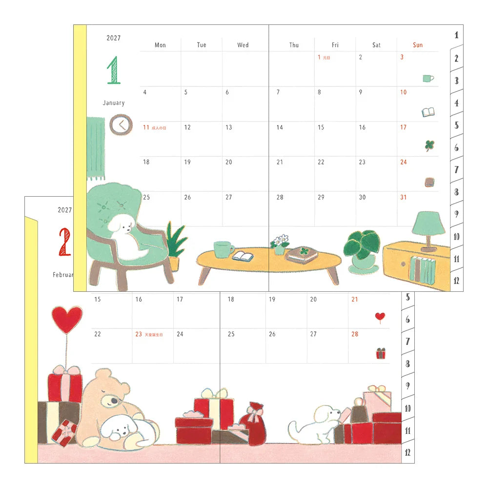 Midori 2027 A6 Pocket Diary - Dog
