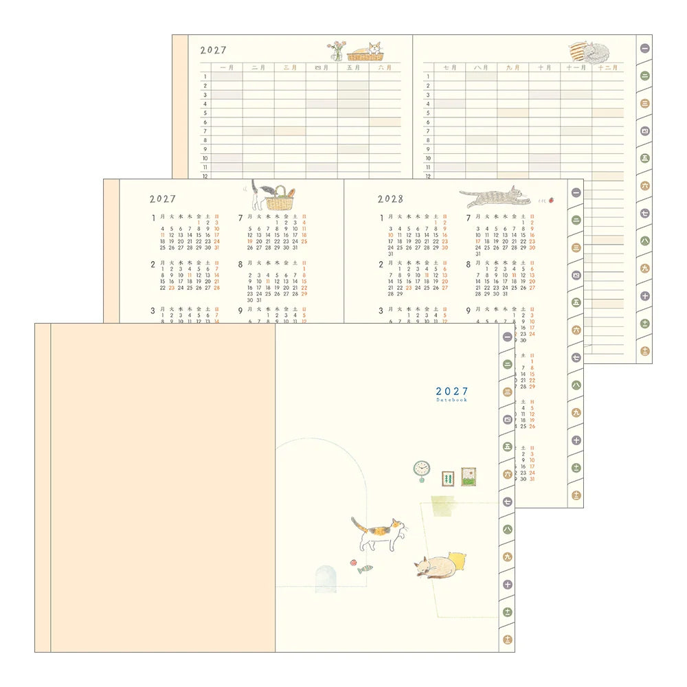 Midori 2027 A6 Pocket Diary - Cat