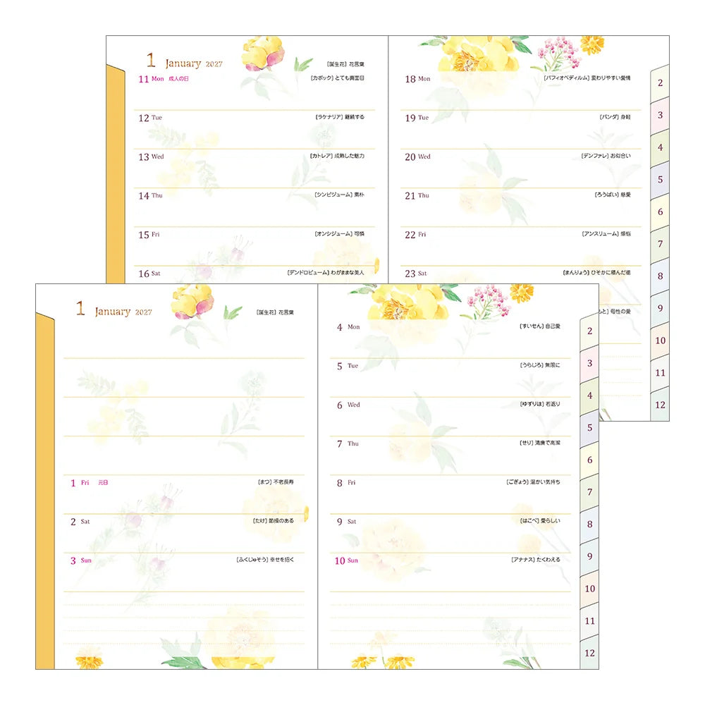 Midori 2027 A6 Pocket Diary - Flower