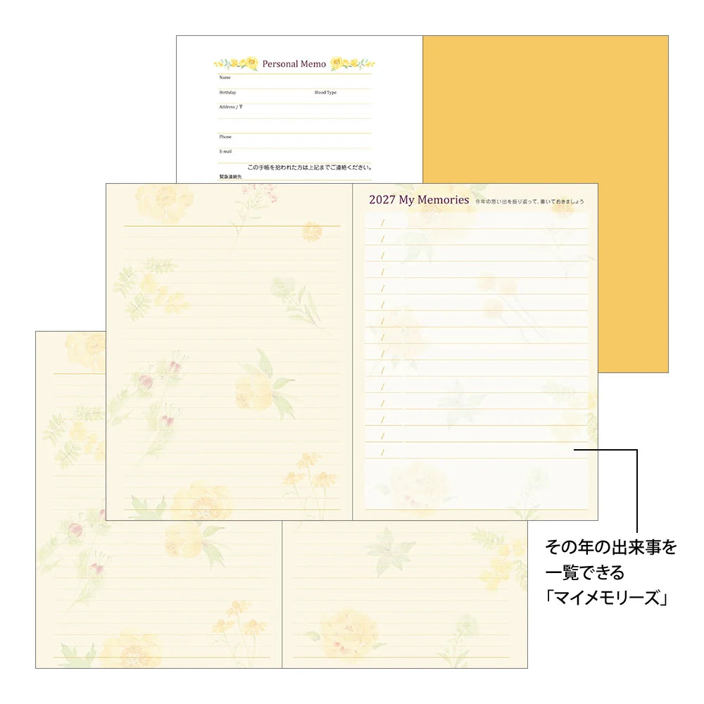 Midori 2027 A6 Pocket Diary - Flower
