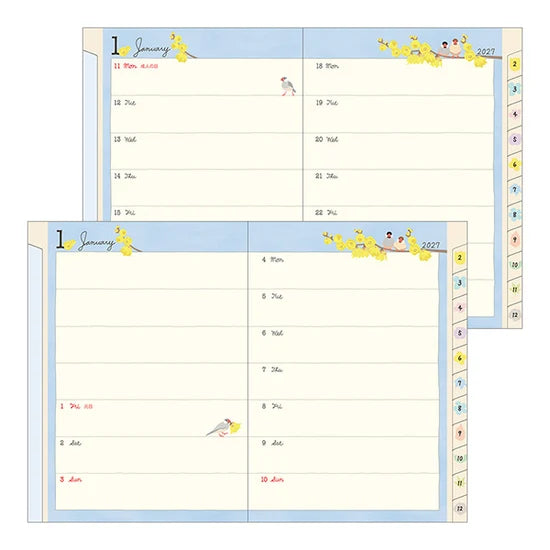Midori 2027 A6 Pocket Diary - Bird