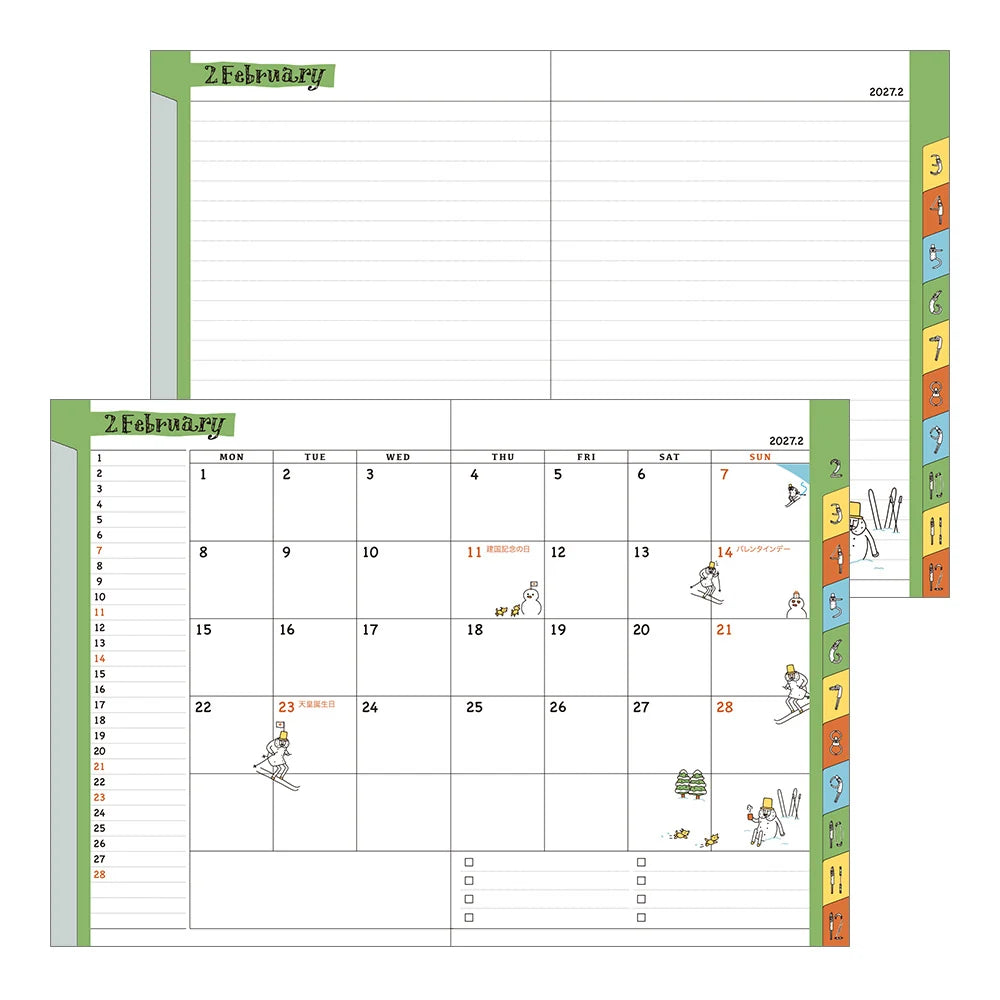 Midori 2027 A6 Pocket Diary - Ojisan: Monthly Block